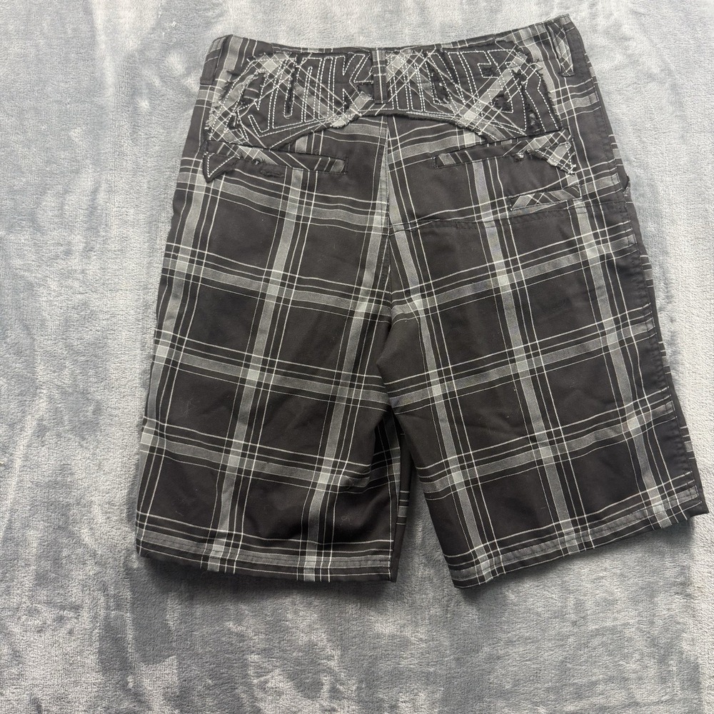 Vintage Quiksilver Gray Black Chechboard Embroidered Streetwear Shorts Men's 30